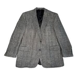 Jos. A. Bank Blazer Mens 44R 100% Camel Hair Gray Plaid Suit Jacket Sport Coat